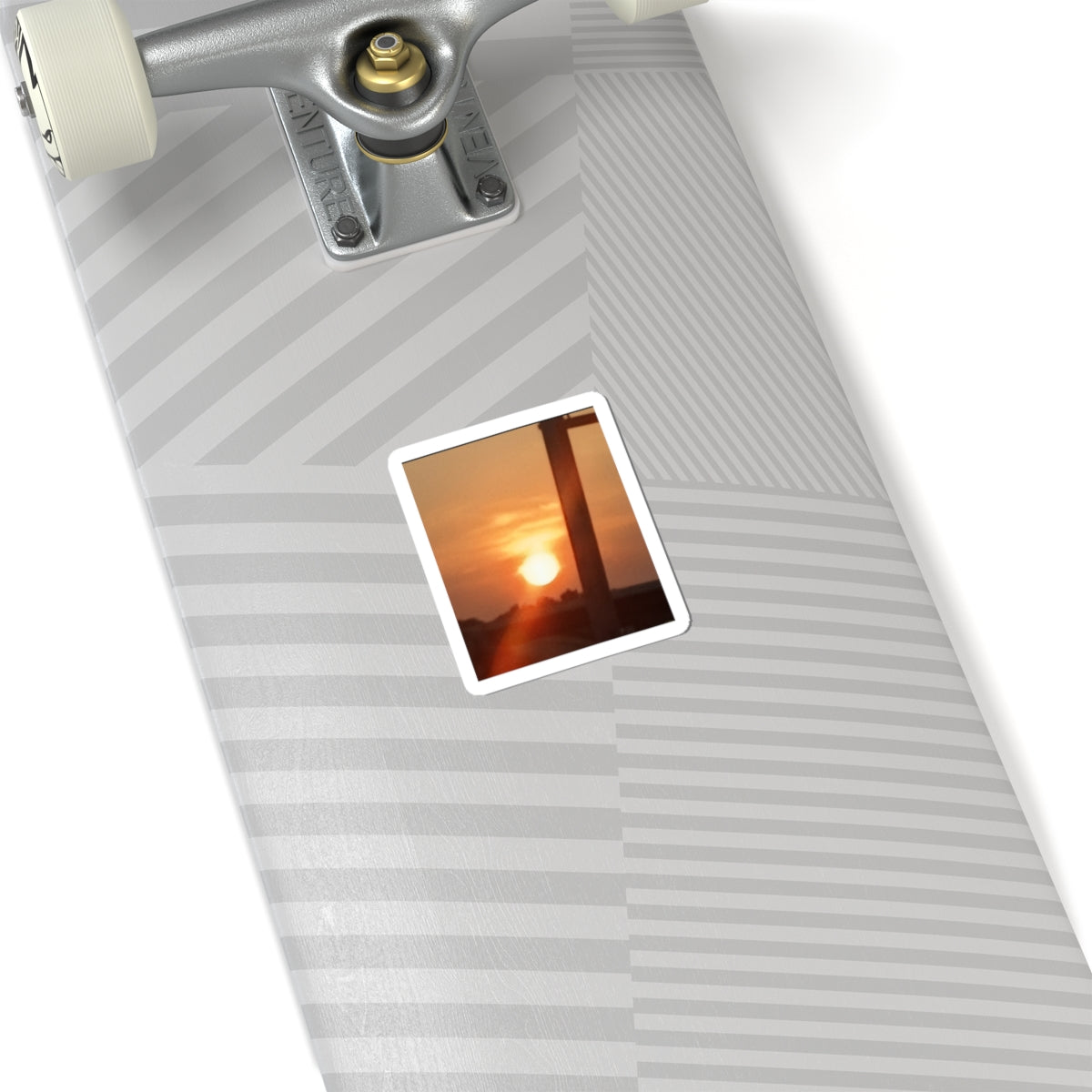 Sunset Window Kiss-Cut Sticker — Warm Golden Sunset Photo Sticker
