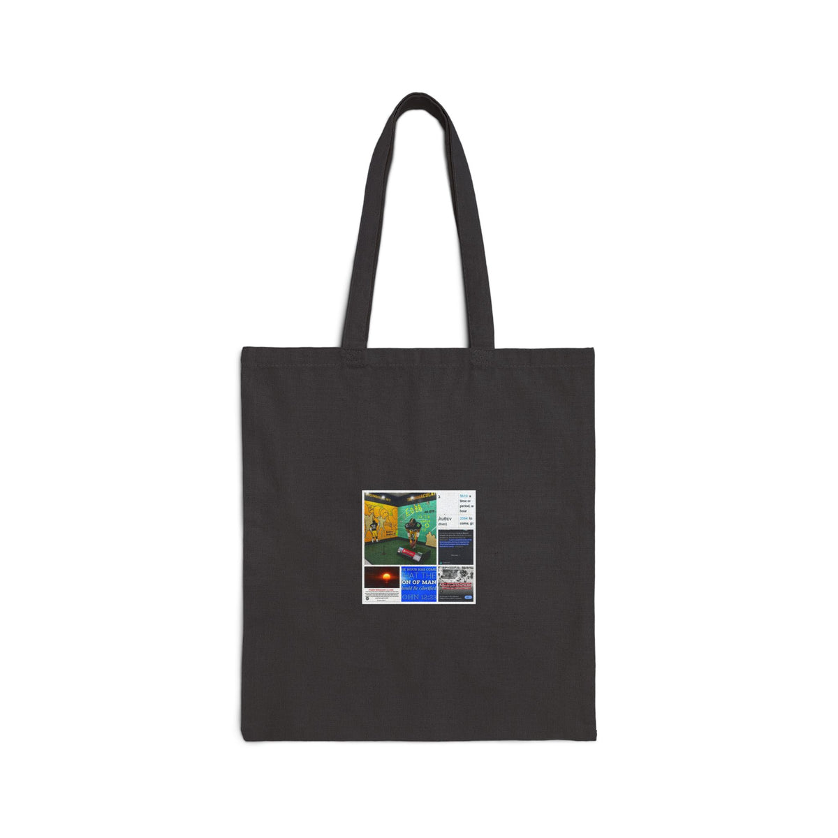 Vintage Collage Cotton Tote Bag — Retro Travel Photo Grid Canvas Shopper