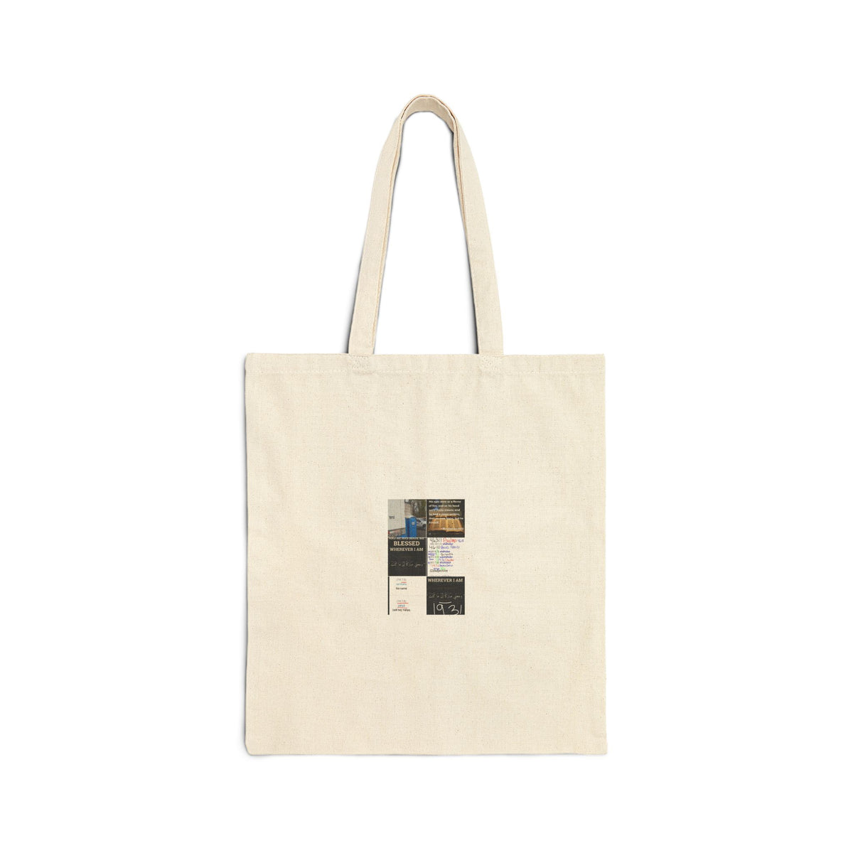 Minimal Collage Canvas Tote Bag — Vintage Photo Patchwork Eco Shopper