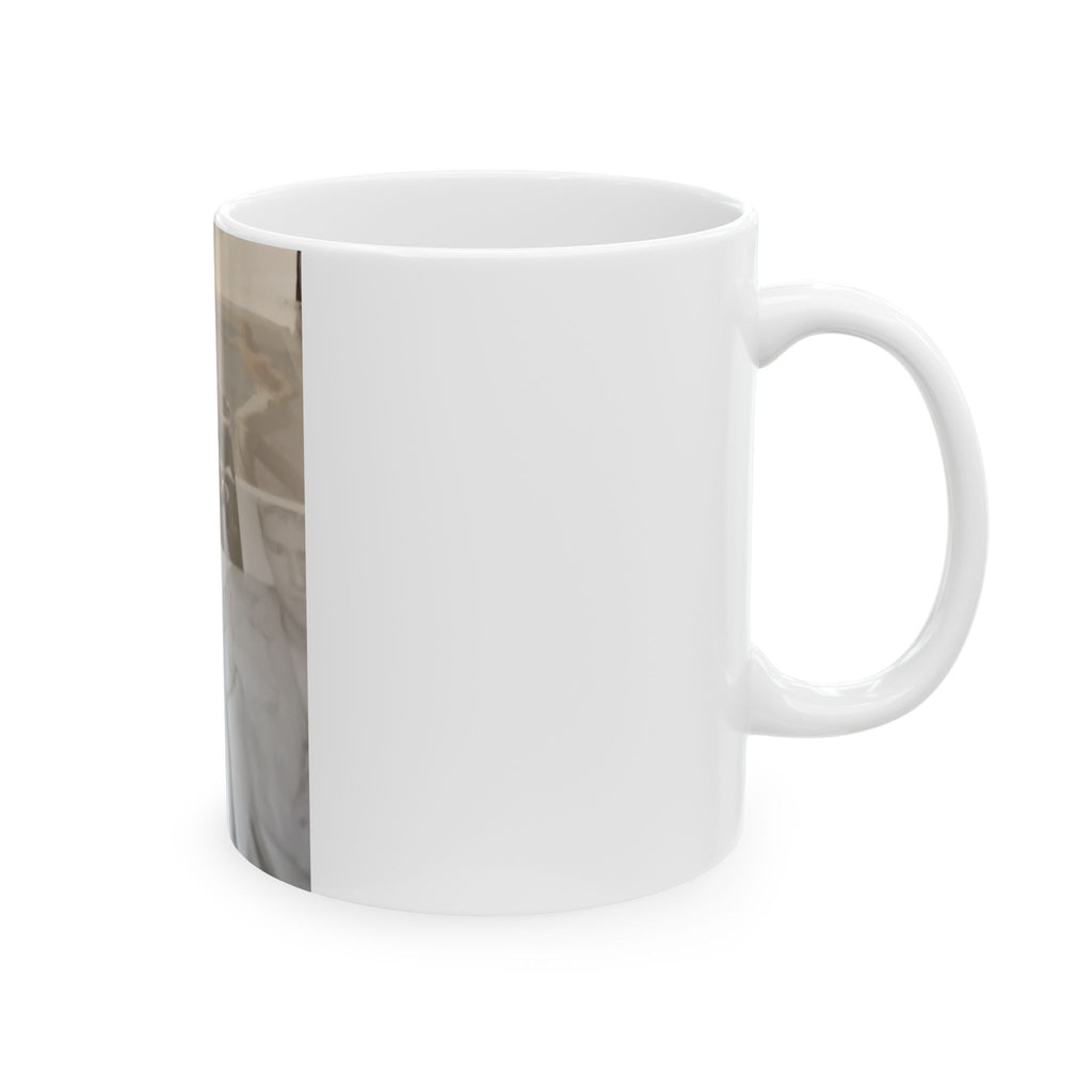 Photo Collage Ceramic Mug — Vintage Bodybuilding Black & White