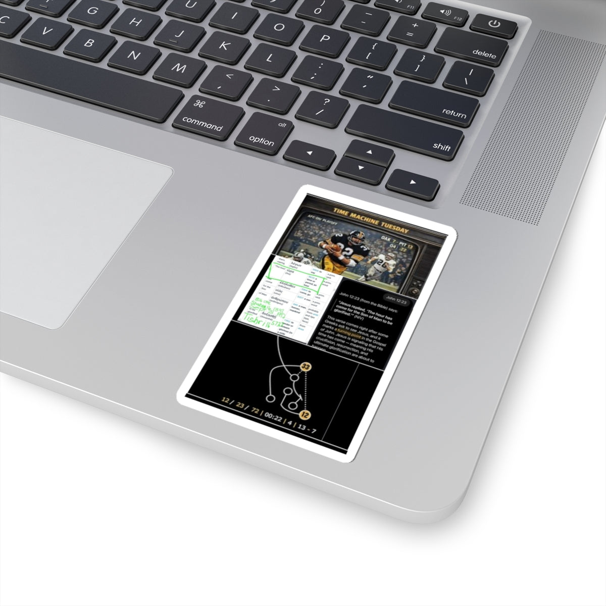 Football Playbook Sticker — 'Time Machine Tuesday' Kiss-Cut Decal