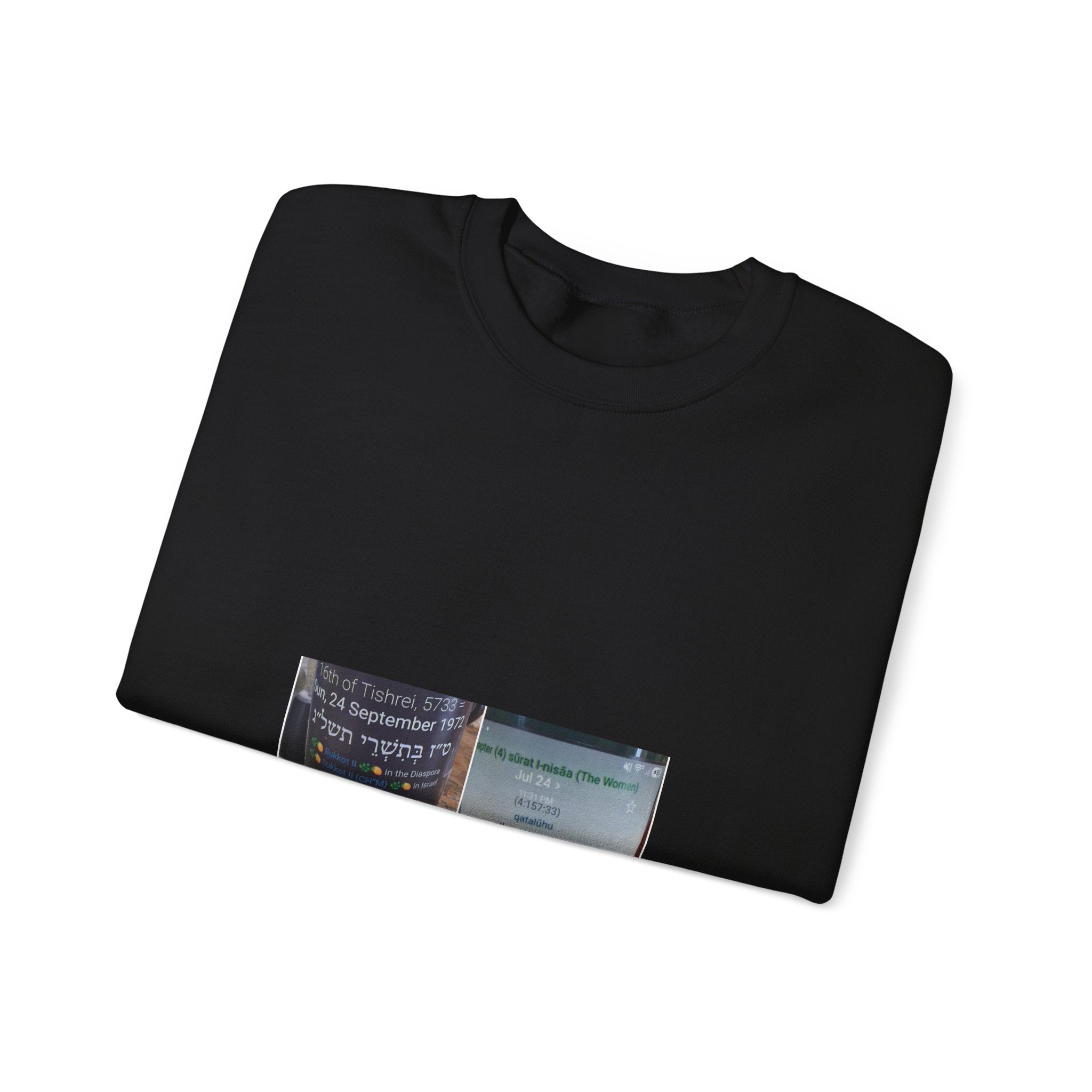 Arabic Script Candle Label Crewneck Sweatshirt - Minimal Photo Print