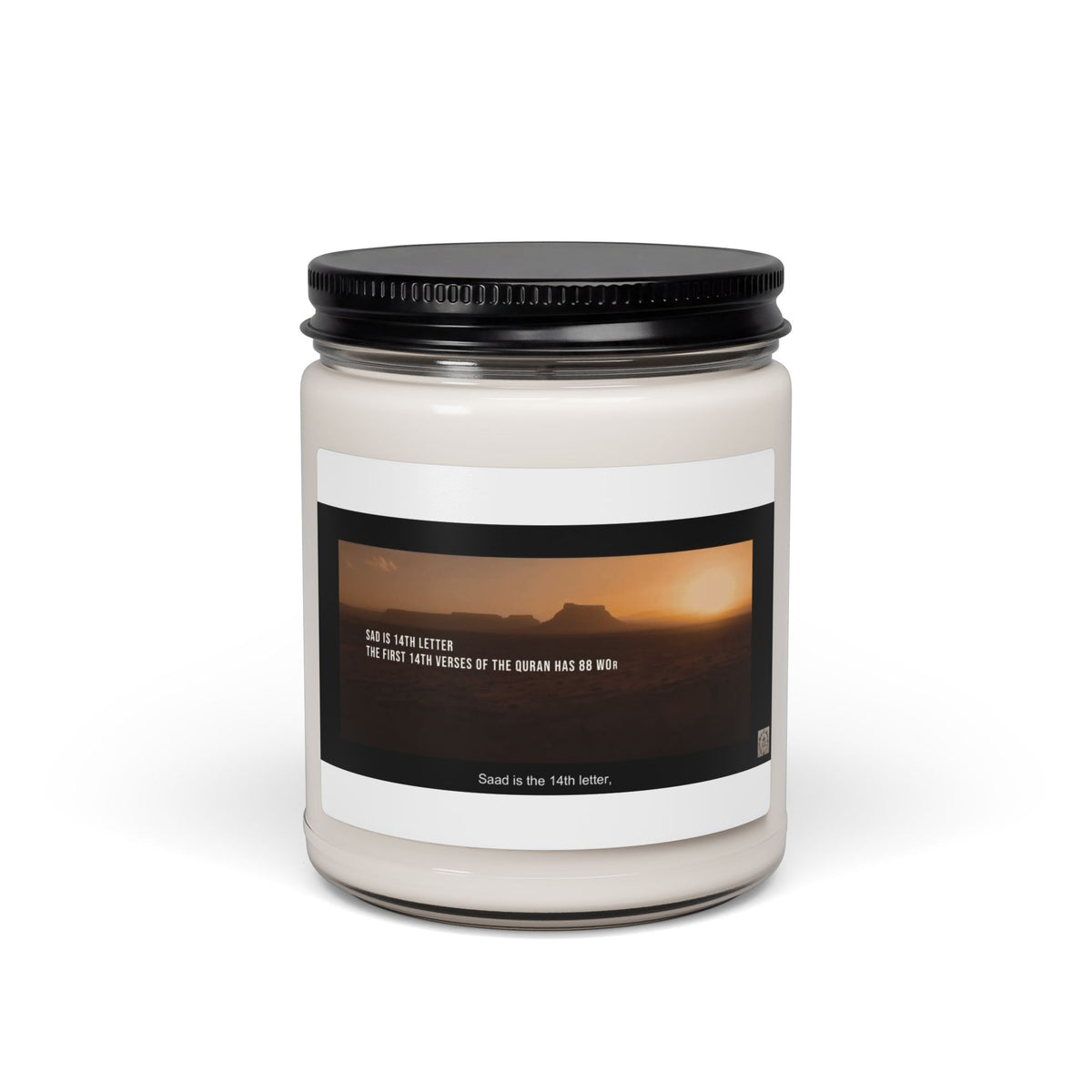 Soy Candle 9oz — Sunset Photo Scented Jar (Includes Text Label)