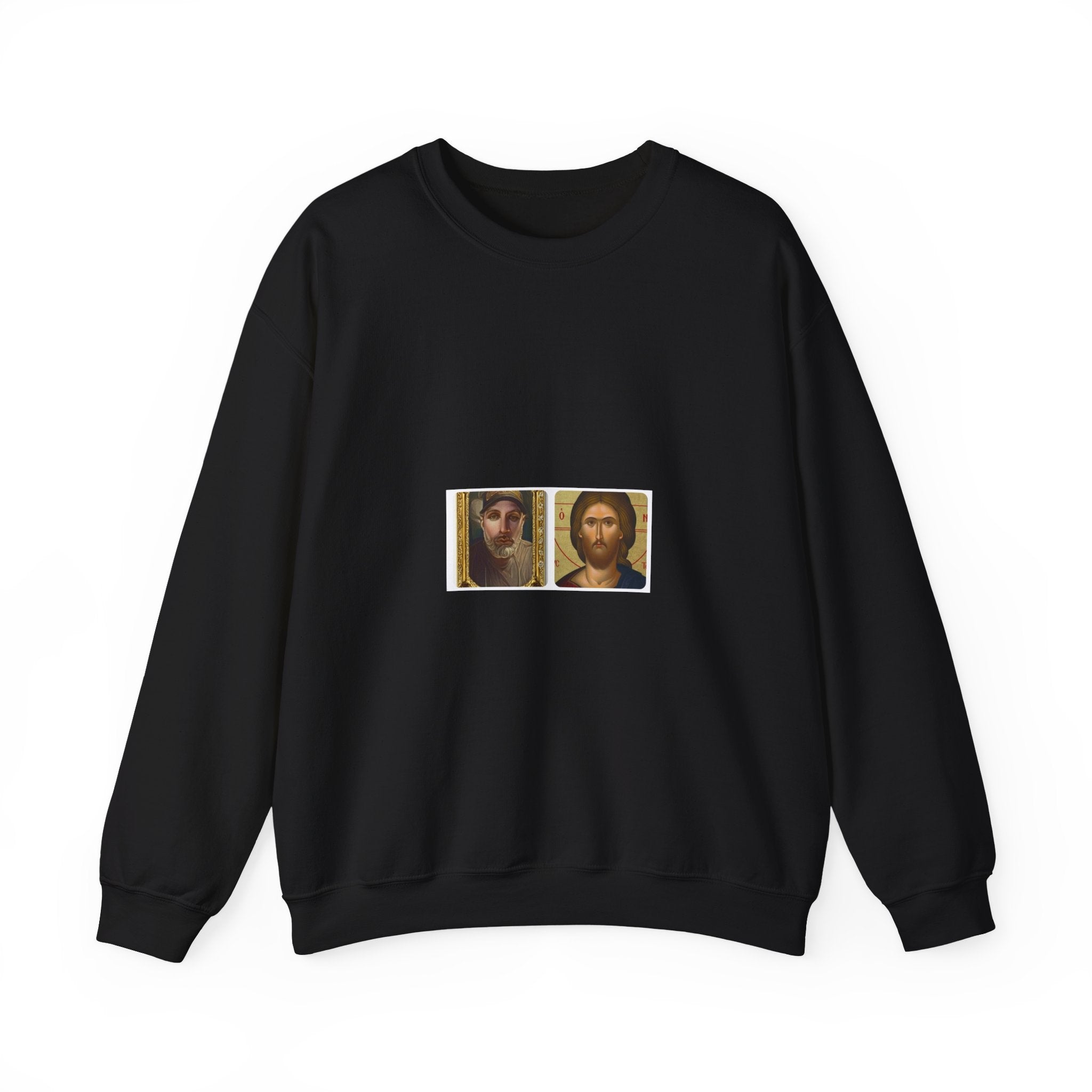 Religious Icon Crewneck Sweatshirt — Jesus & Mary Vintage Portraits
