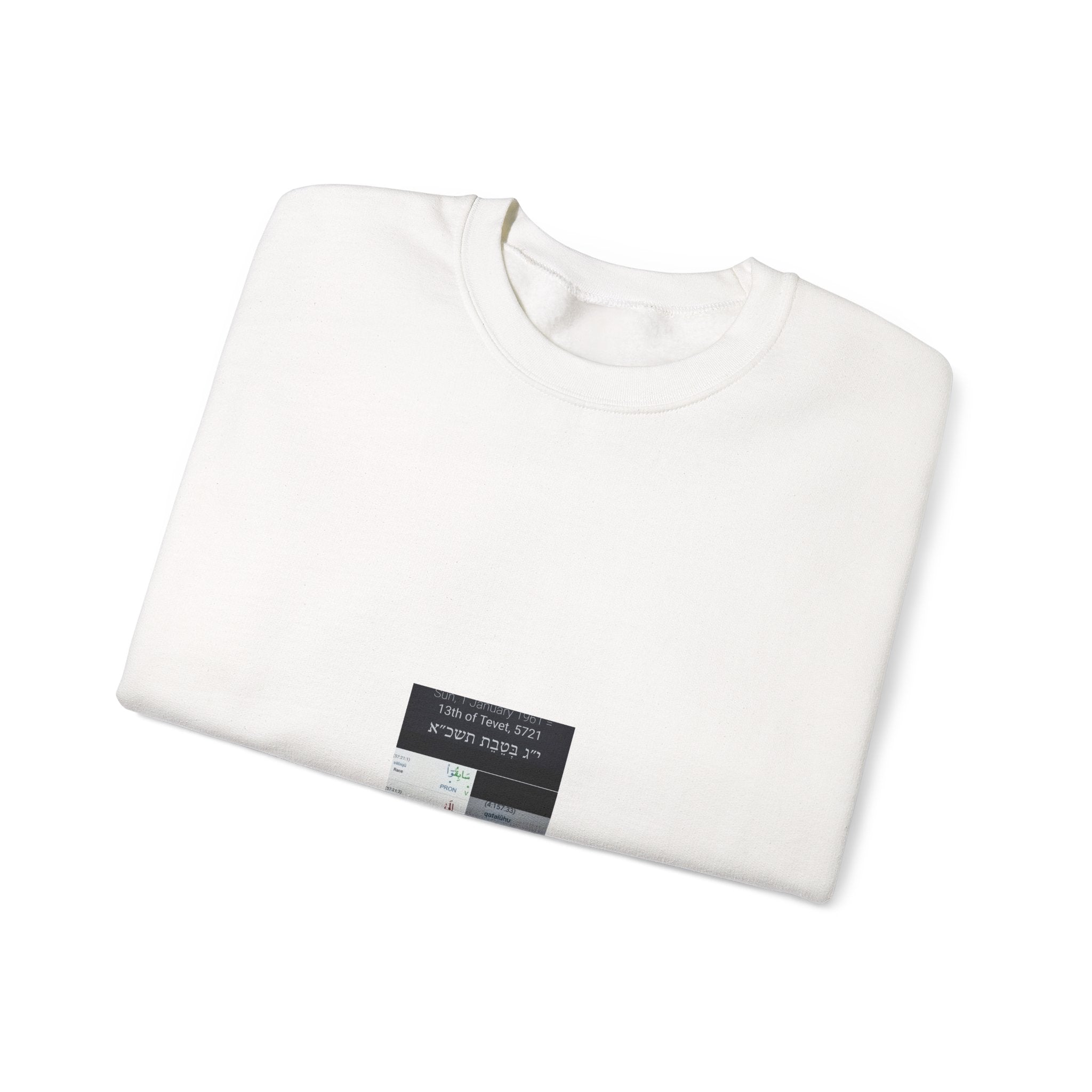 Minimalist White Crewneck Sweatshirt with Subtle Ticket Collage Print