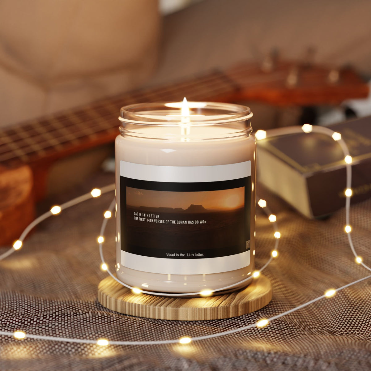 Soy Candle 9oz — Sunset Photo Scented Jar (Includes Text Label)