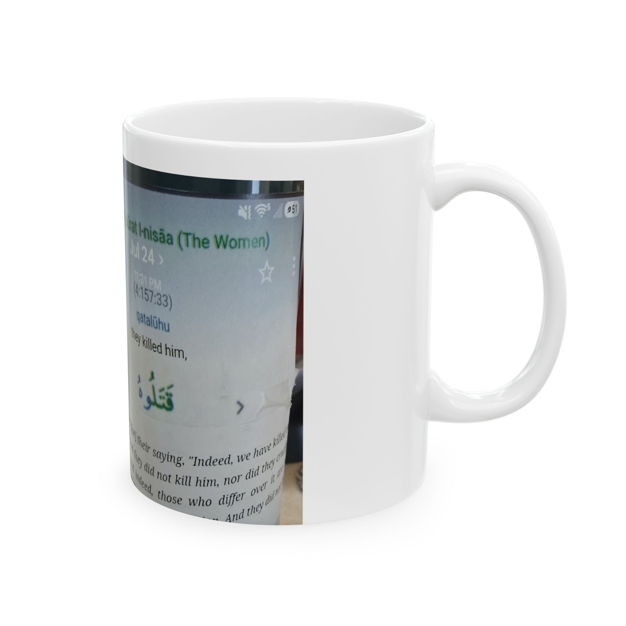 Ceramic Mug — Interfaith Scripture Collage Coffee Mug (Hebrew & Arabic Verses)