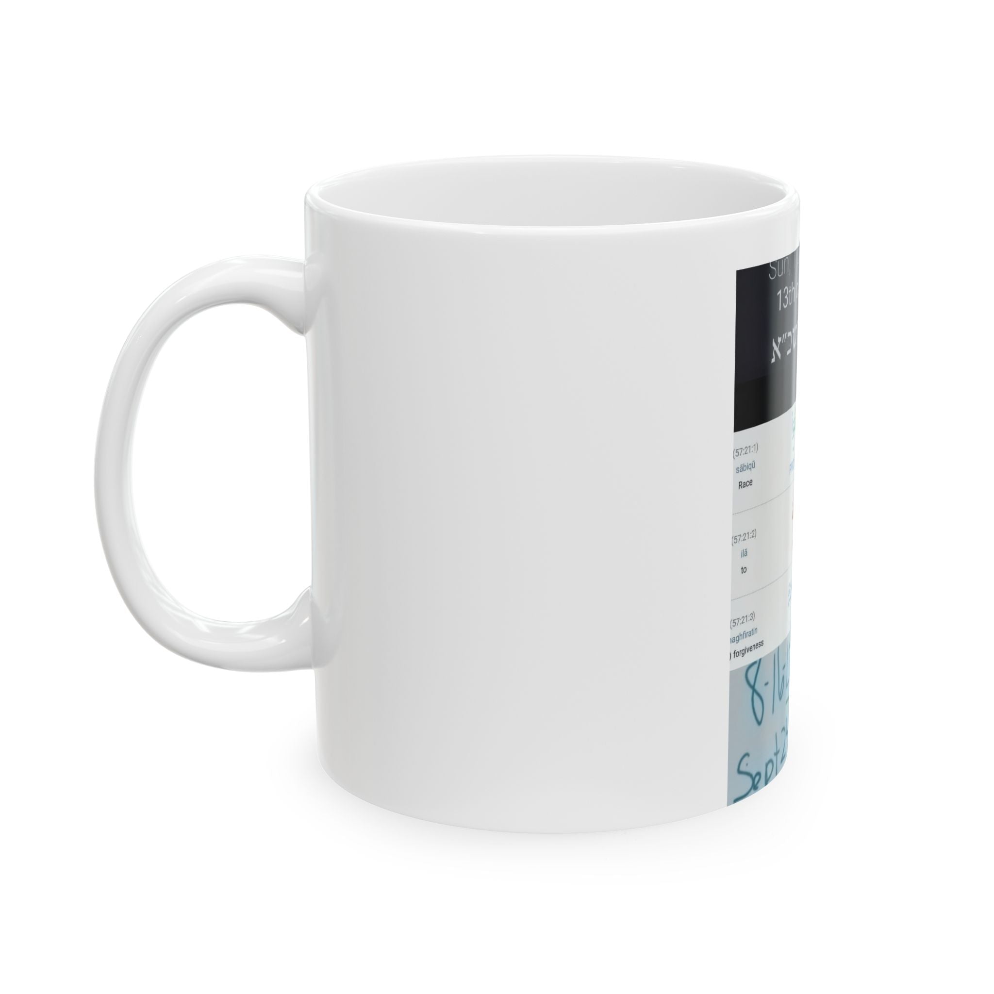 Hebrew & Arabic Script Ceramic Mug – Multilingual Text Collage (11oz/15oz)