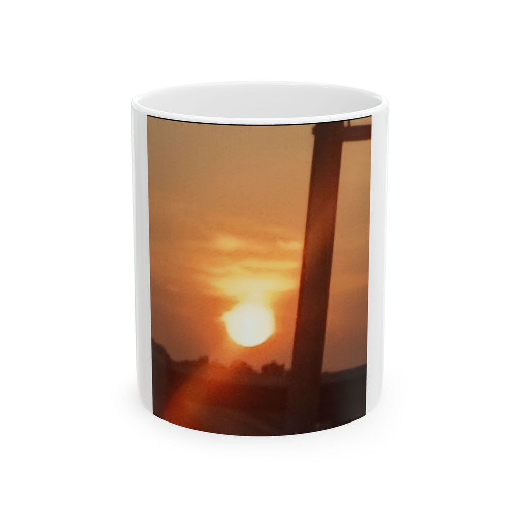 Sunset Window Ceramic Mug — Warm Golden Sunrise Photo Coffee Cup (11oz, 15oz)