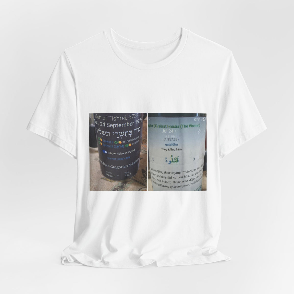 Street Poster Photo Tee — Bilingual Sign Collage T-Shirt