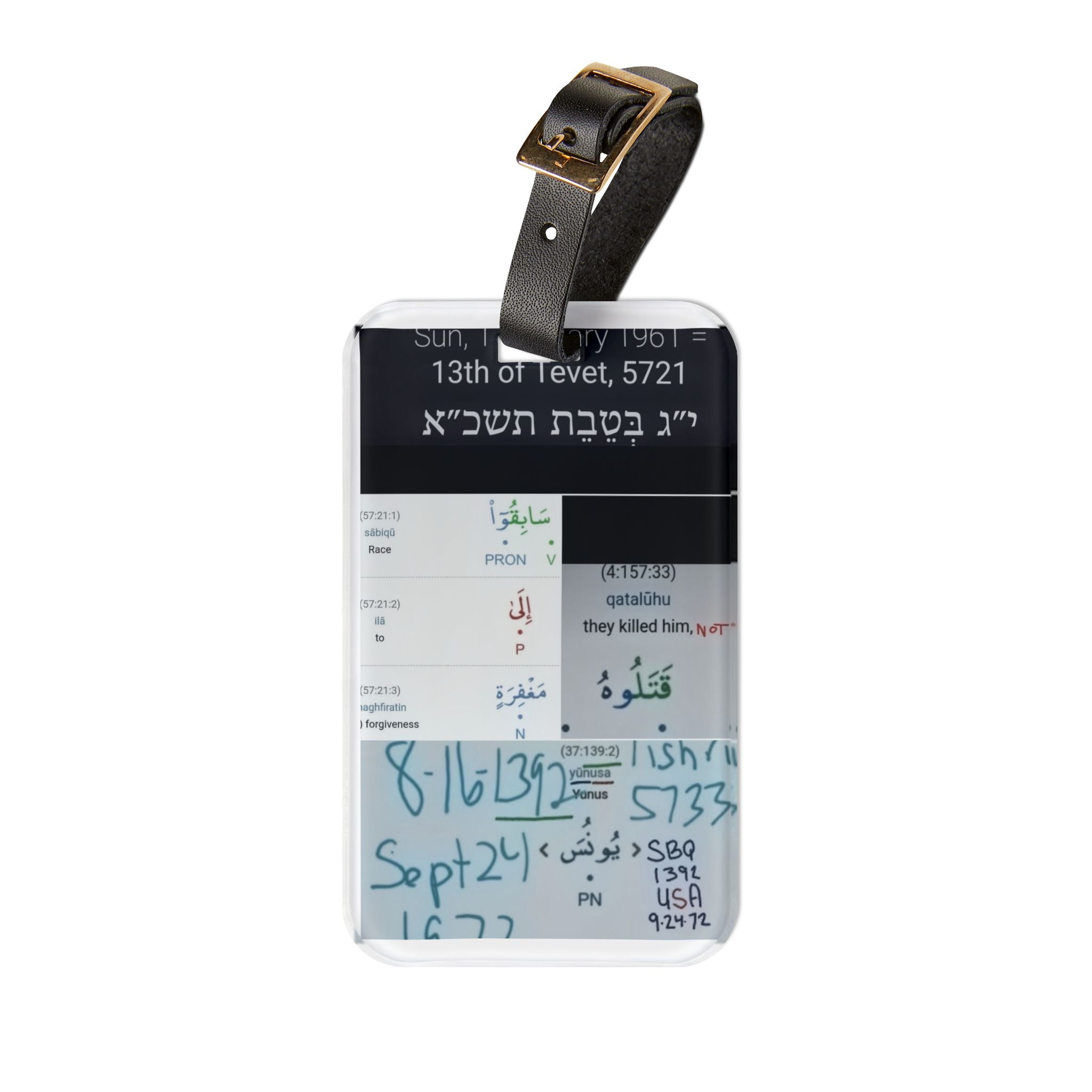 Luggage Tag — Travel ID Tag with Handwritten Notes & Date Design