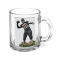 Vintage Football Player Clear Glass Mug – Retro Throwing Quarterback Coffee Cup