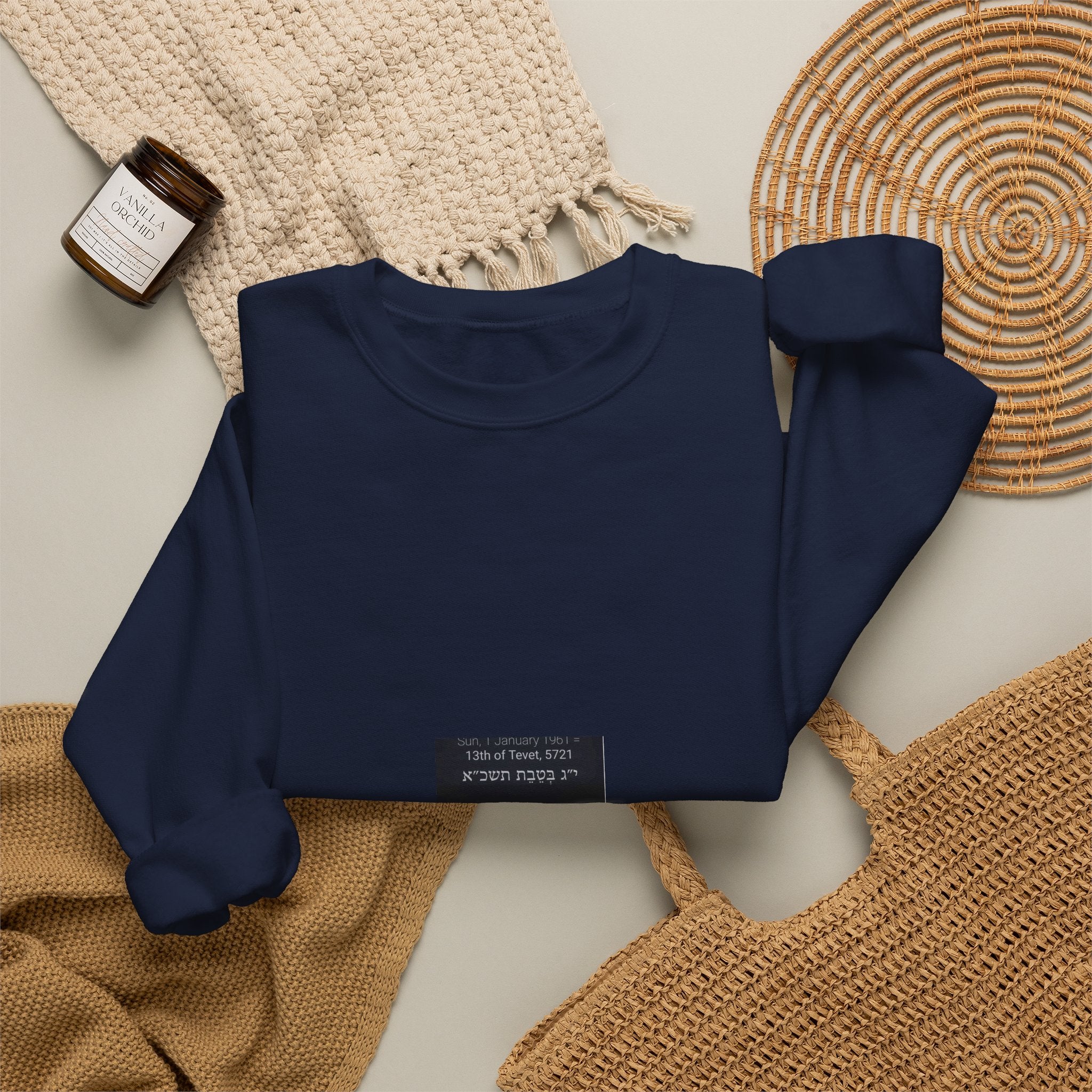 Minimalist White Crewneck Sweatshirt with Subtle Ticket Collage Print