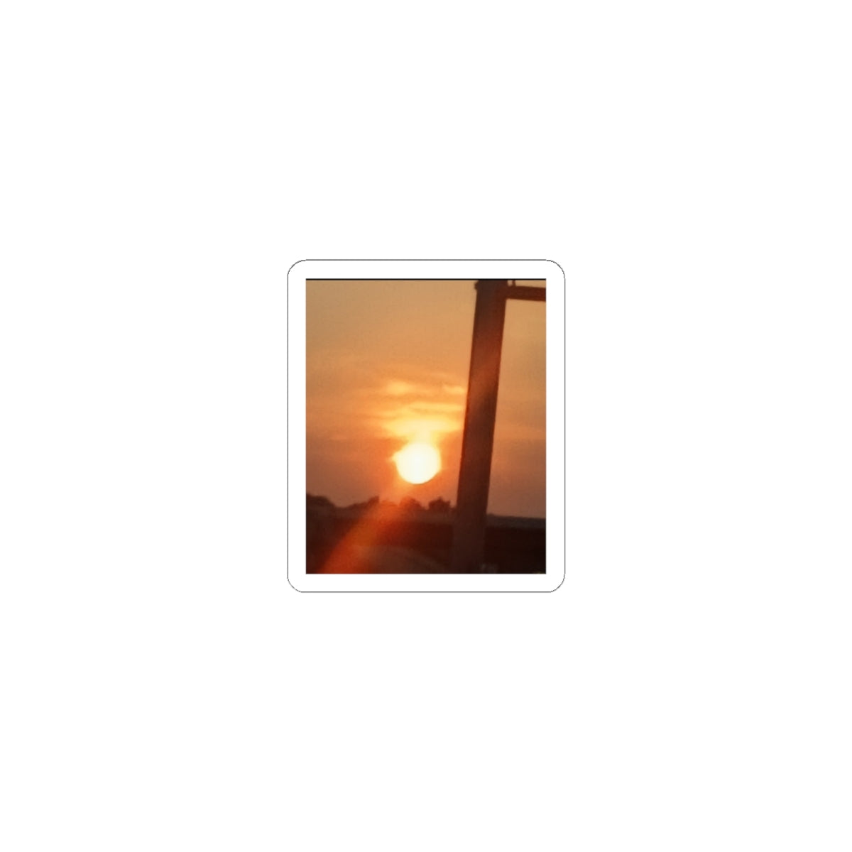 Sunset Window Kiss-Cut Sticker — Warm Golden Sunset Photo Sticker