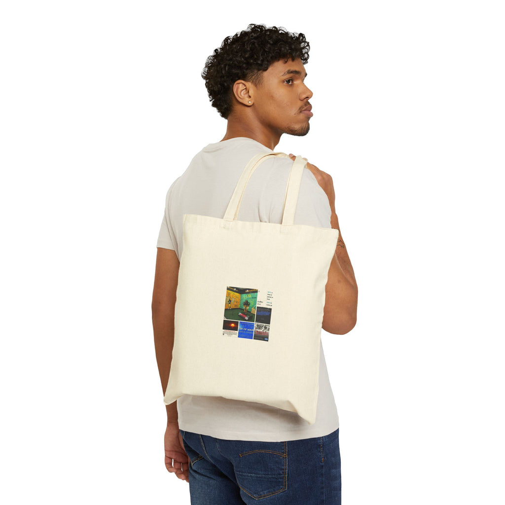 Vintage Collage Cotton Tote Bag — Retro Travel Photo Grid Canvas Shopper