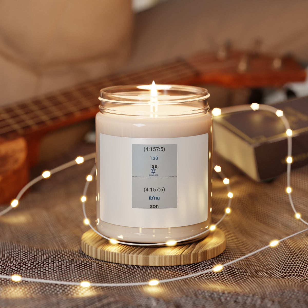 9oz Scented Soy Candle — Minimal Text Label (Isa, Son)