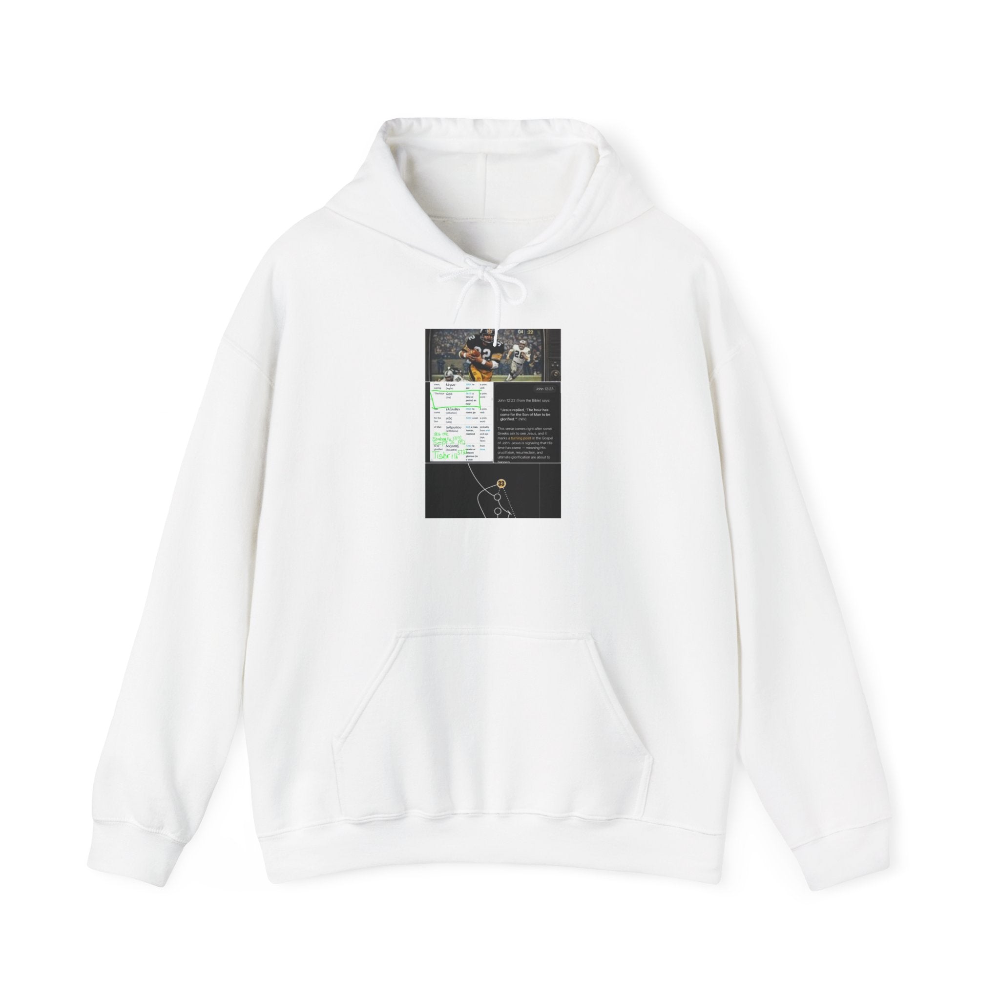 Cozy White Hoodie with Graphic Map & Text Panel — Urban Explorer Vibes