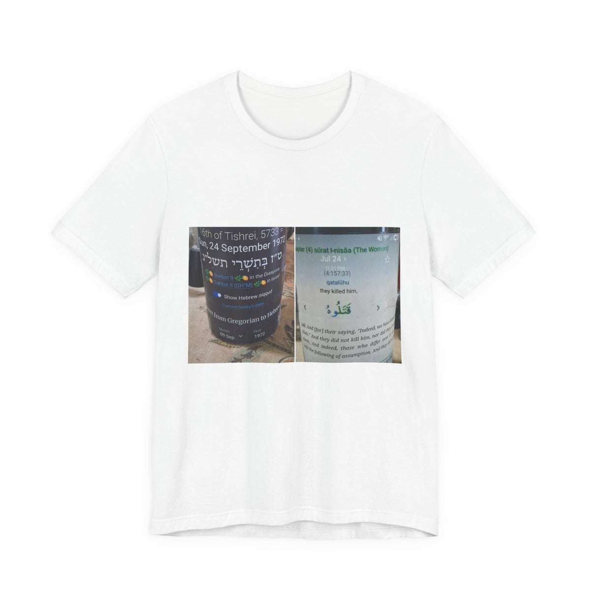 Street Poster Photo Tee — Bilingual Sign Collage T-Shirt