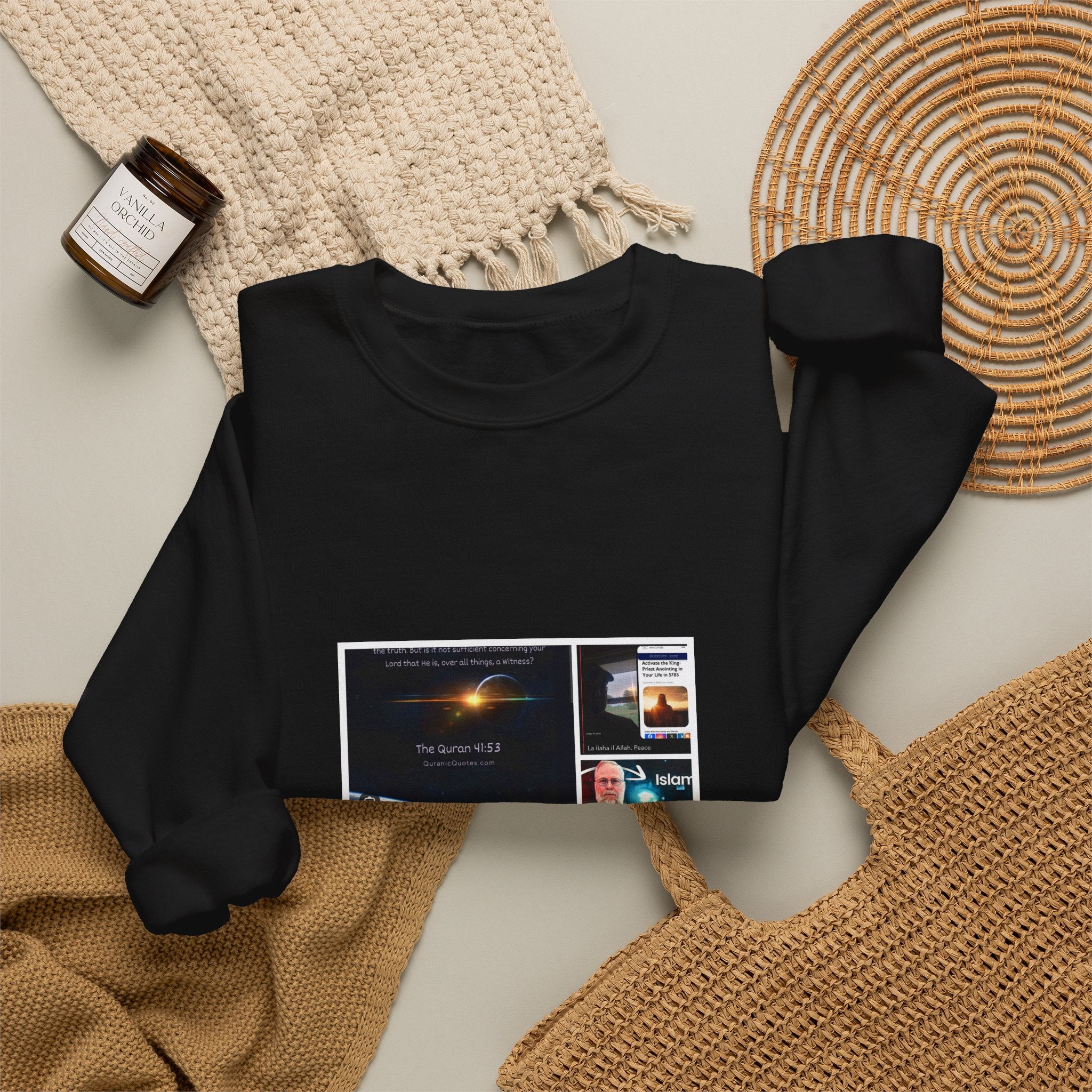 Crewneck Sweatshirt with Collage Print — Internet Meme & Screen Capture Design
