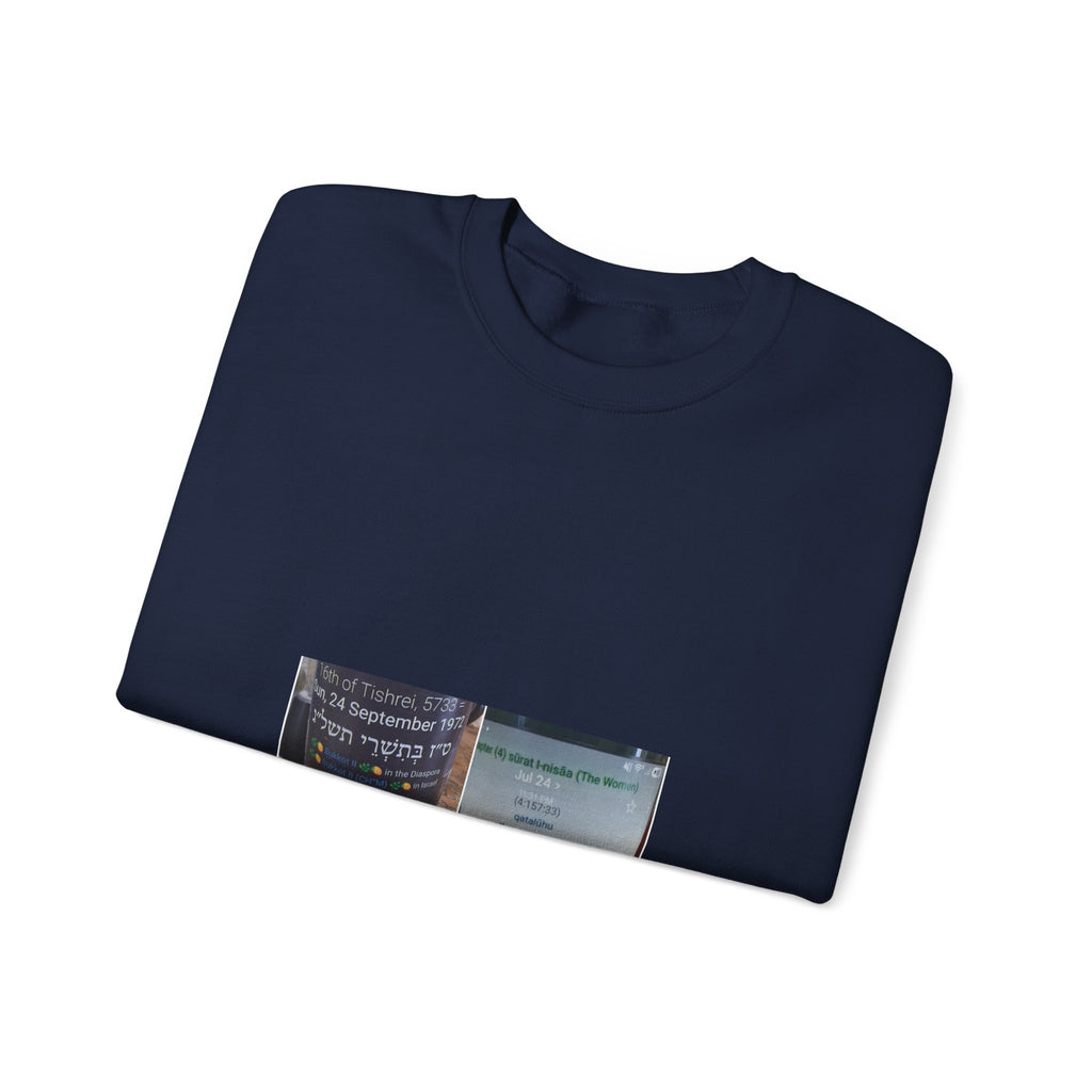 Arabic Script Candle Label Crewneck Sweatshirt - Minimal Photo Print
