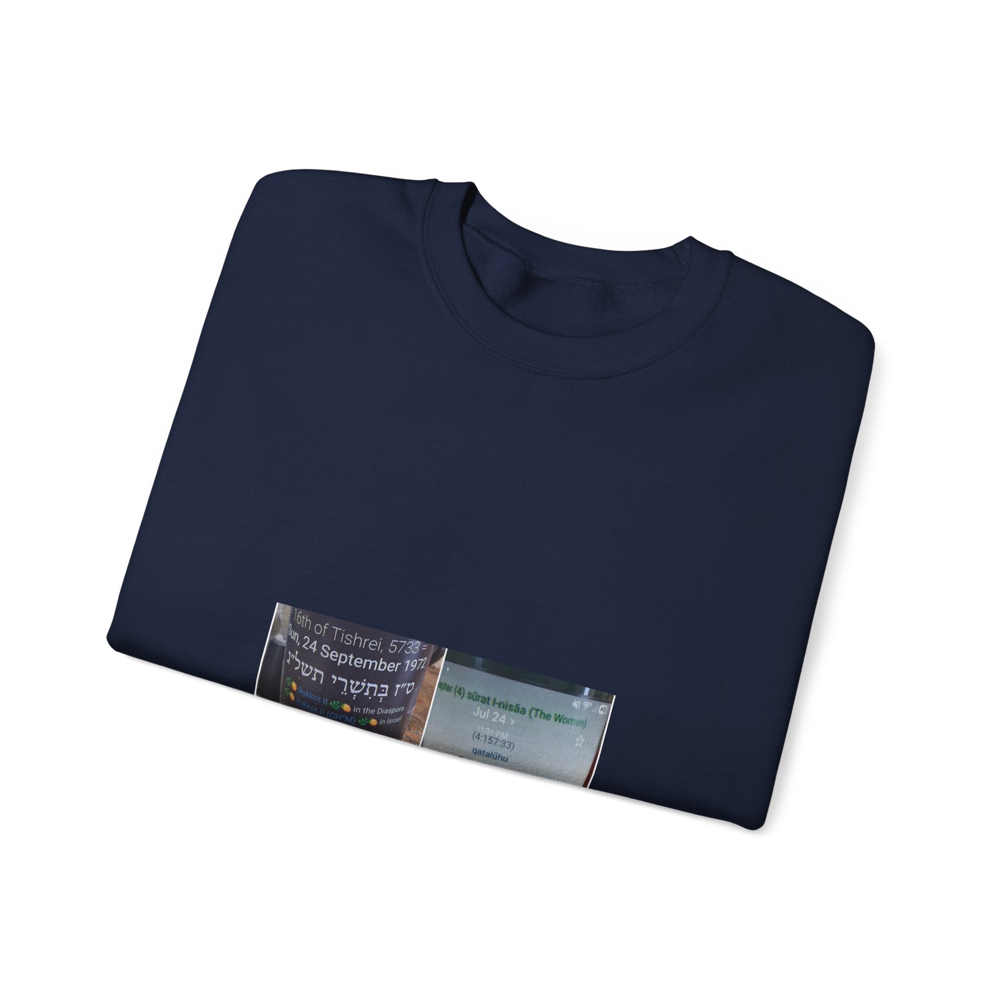 Arabic Script Candle Label Crewneck Sweatshirt - Minimal Photo Print