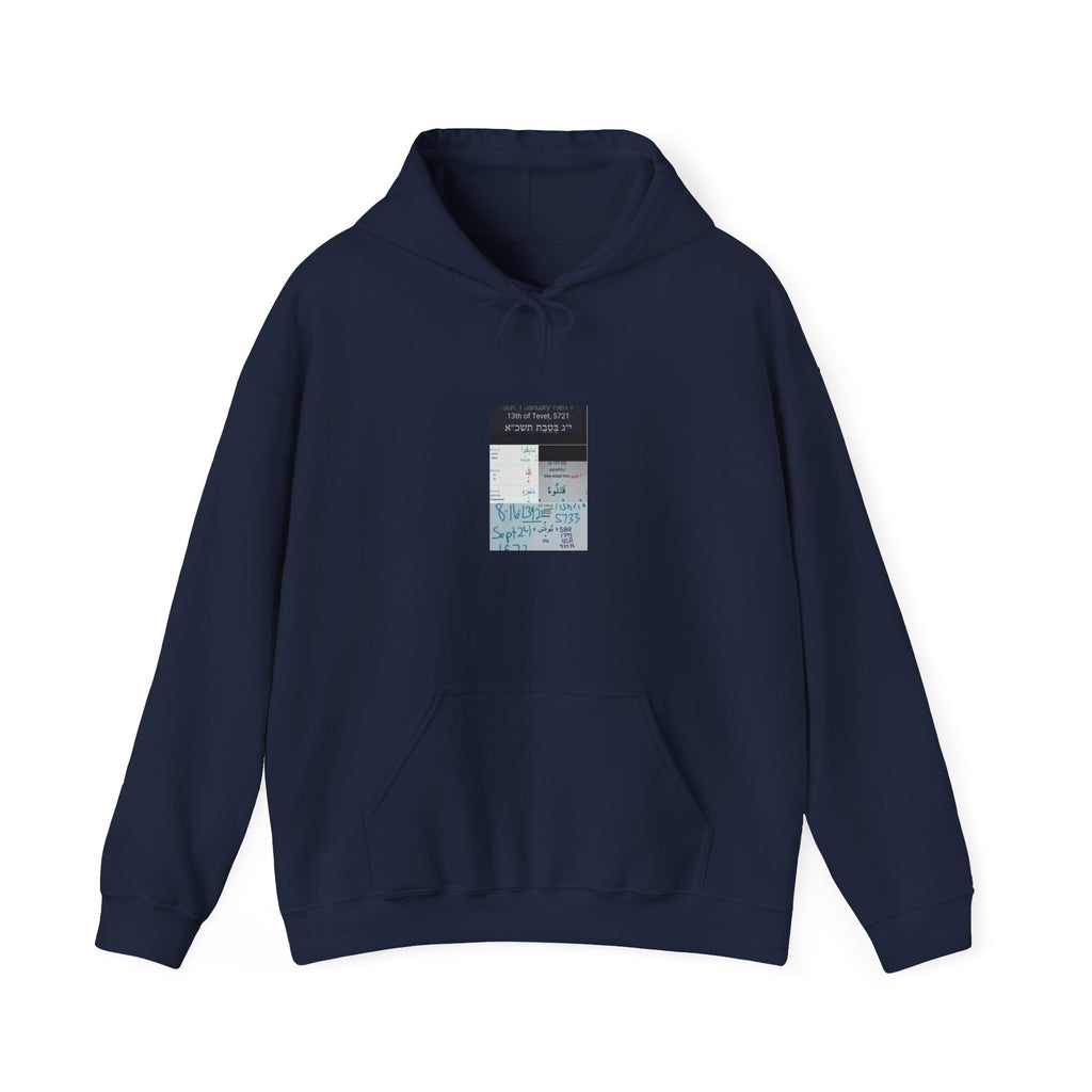 Minimalist Collage Hoodie — Blue Travel Ticket Art Pullover