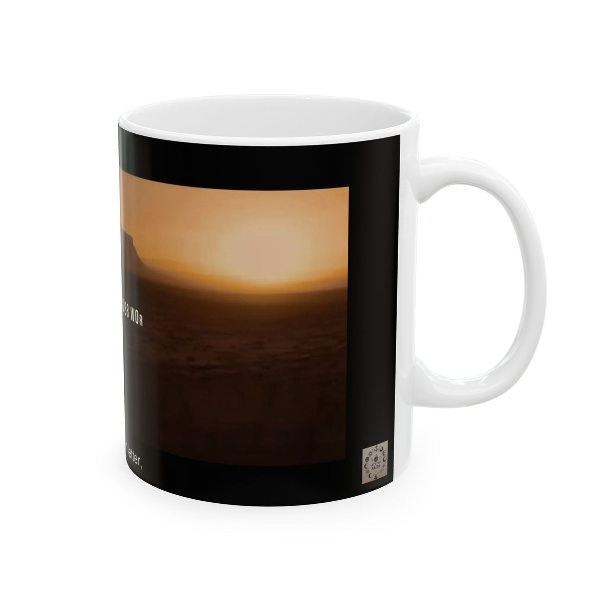 Desert Sunset Quran Facts Ceramic Mug — 'Saad is the 14th letter' Inspirational Islamic Coffee Cup (11oz/15oz)