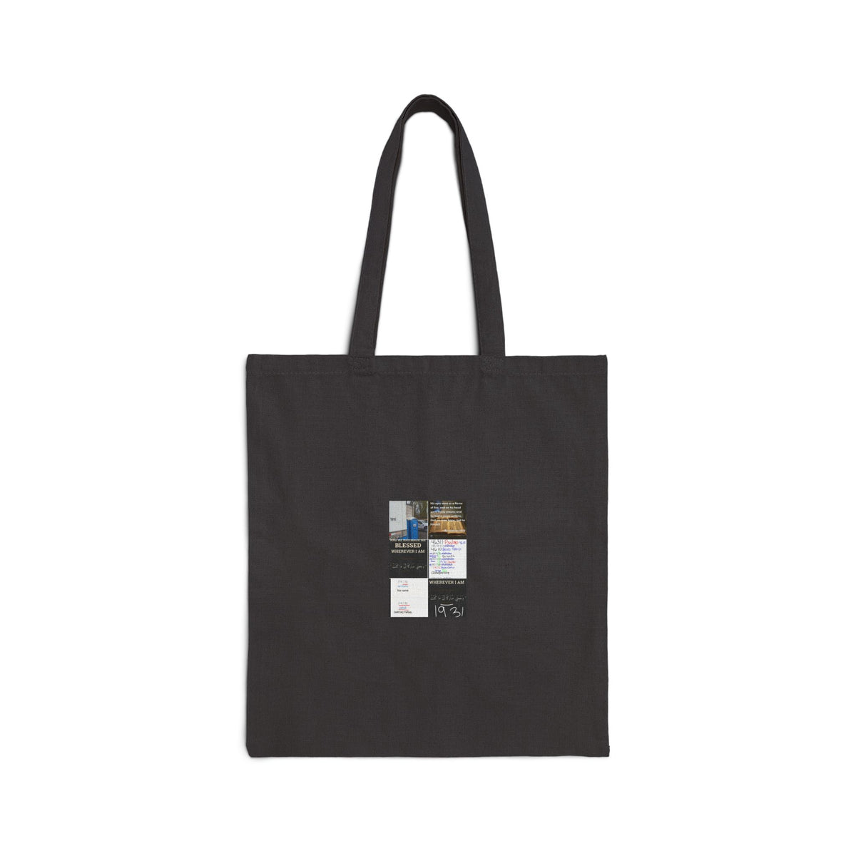 Minimal Collage Canvas Tote Bag — Vintage Photo Patchwork Eco Shopper