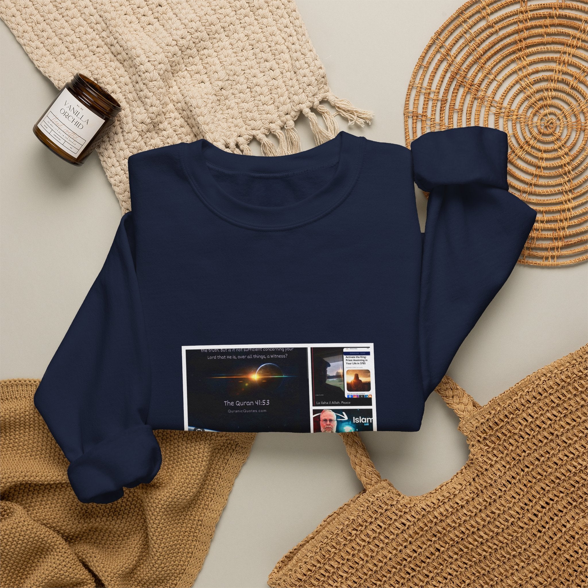 Crewneck Sweatshirt with Collage Print — Internet Meme & Screen Capture Design