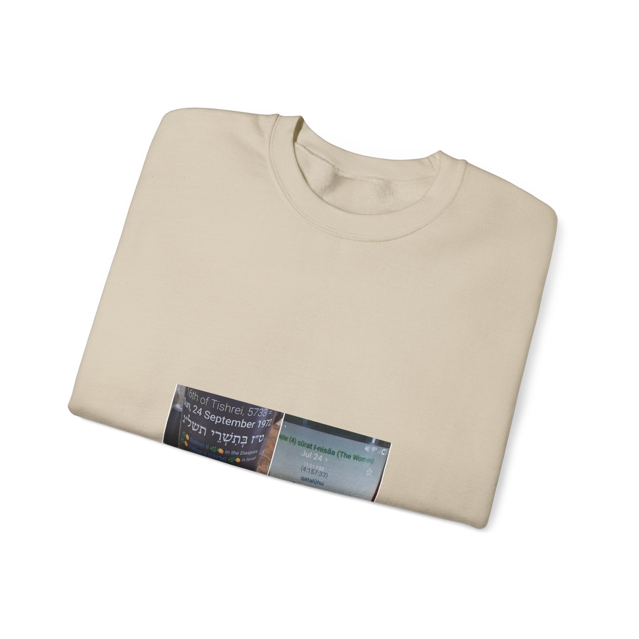 Arabic Script Candle Label Crewneck Sweatshirt - Minimal Photo Print