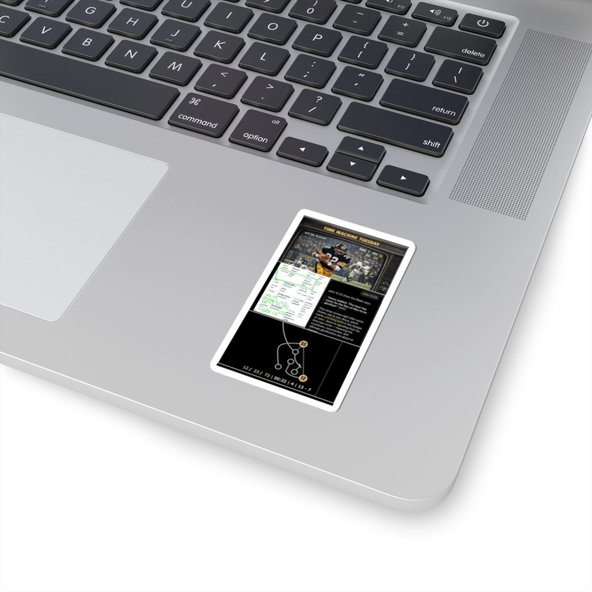 Football Playbook Sticker — 'Time Machine Tuesday' Kiss-Cut Decal