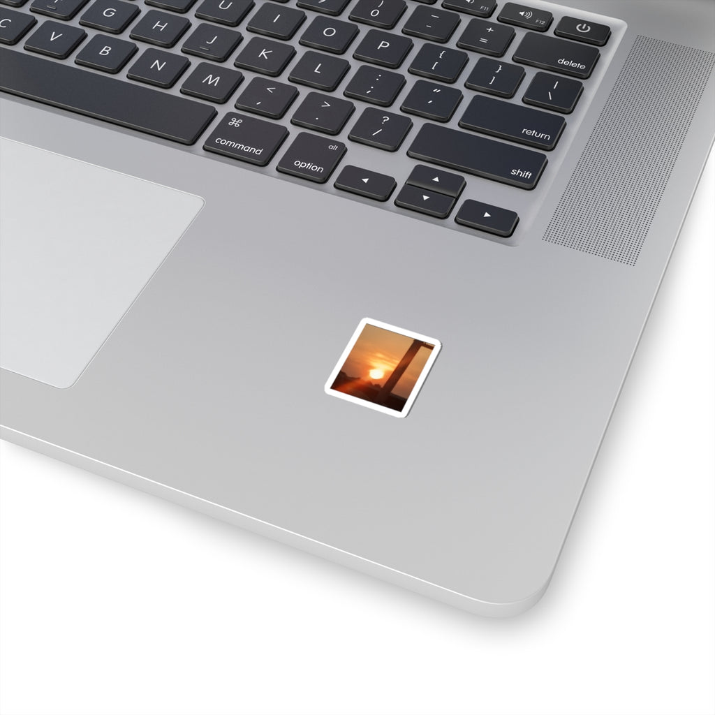 Sunset Window Kiss-Cut Sticker — Warm Golden Sunset Photo Sticker