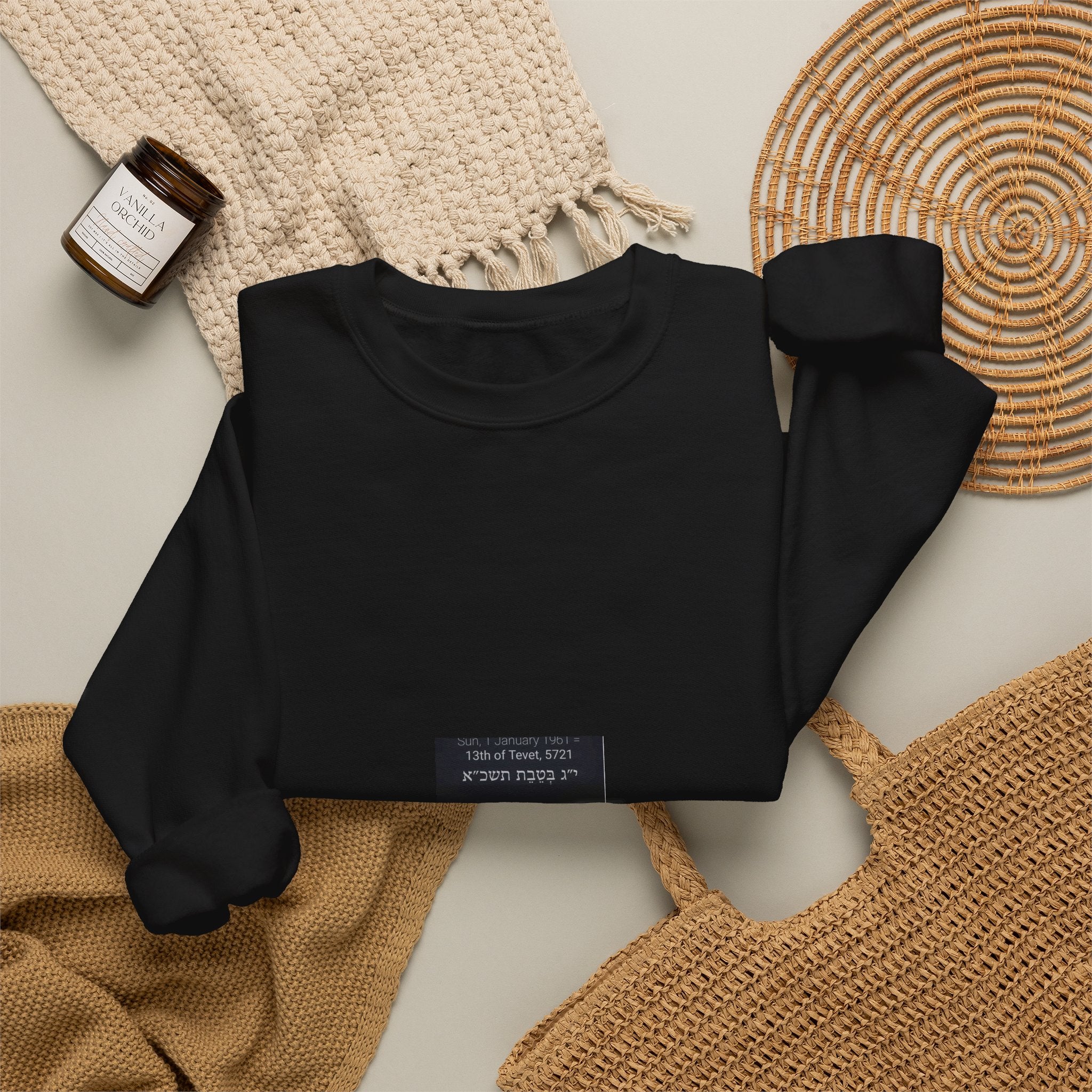 Minimalist White Crewneck Sweatshirt with Subtle Ticket Collage Print
