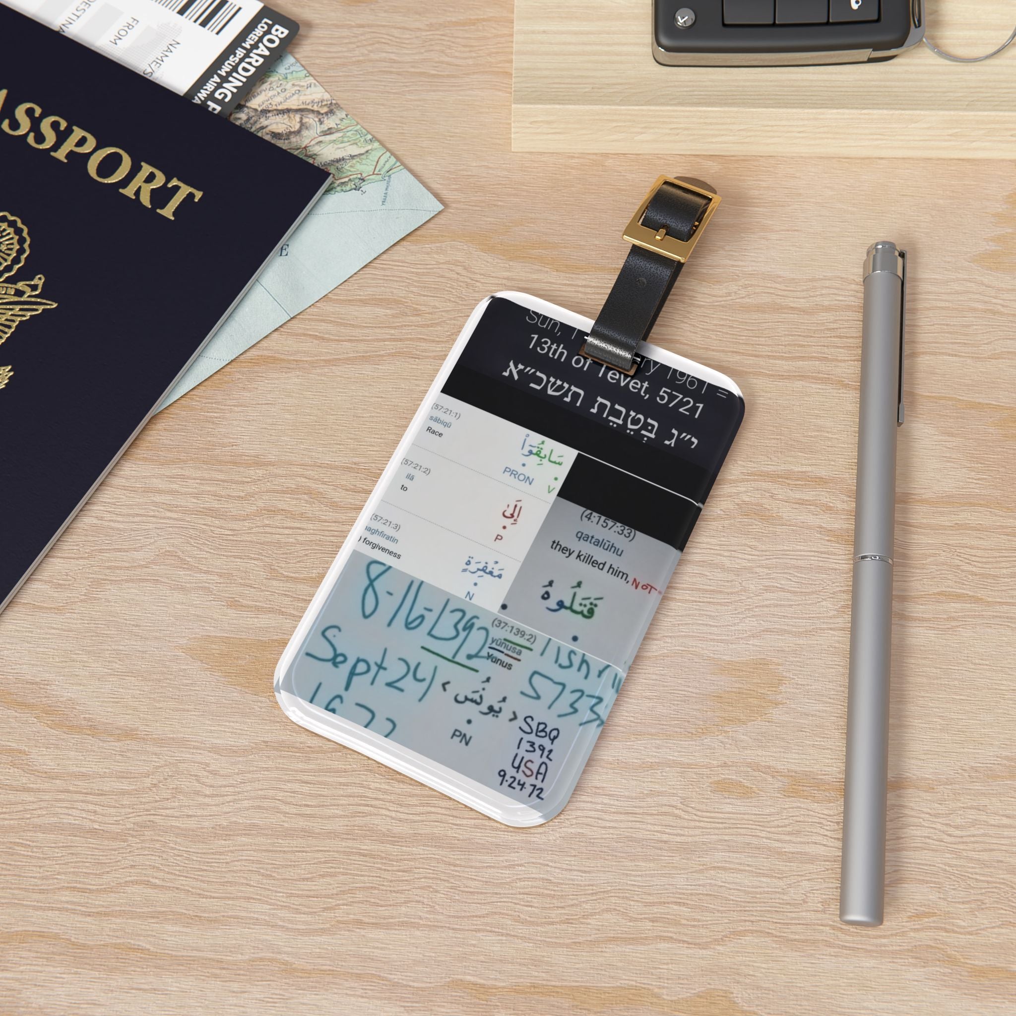Luggage Tag — Travel ID Tag with Handwritten Notes & Date Design