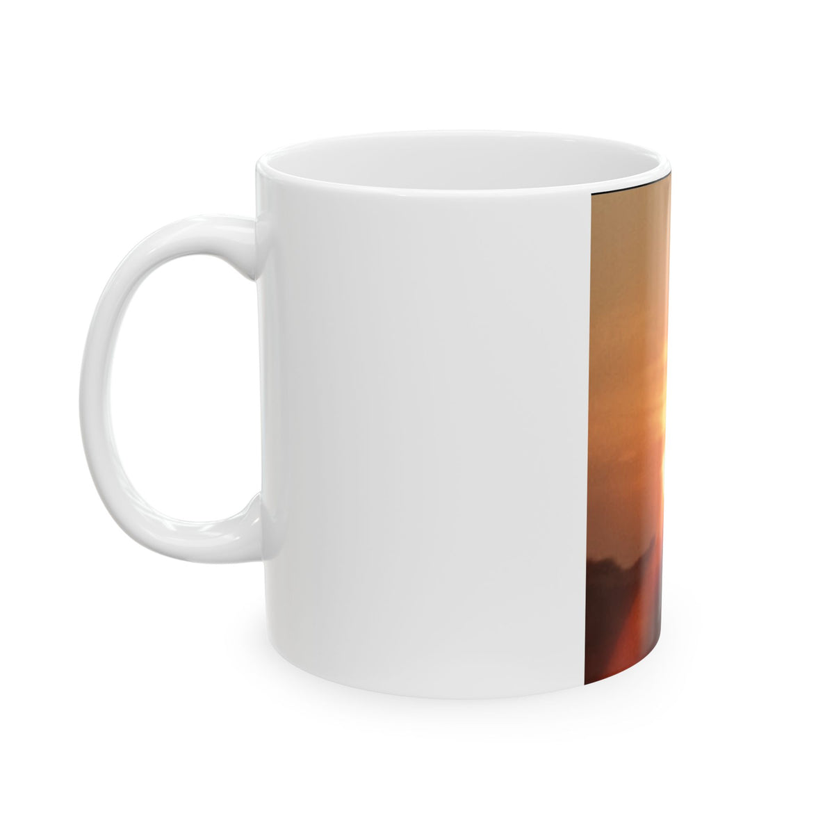 Sunset Window Ceramic Mug — Warm Golden Sunrise Photo Coffee Cup (11oz, 15oz)
