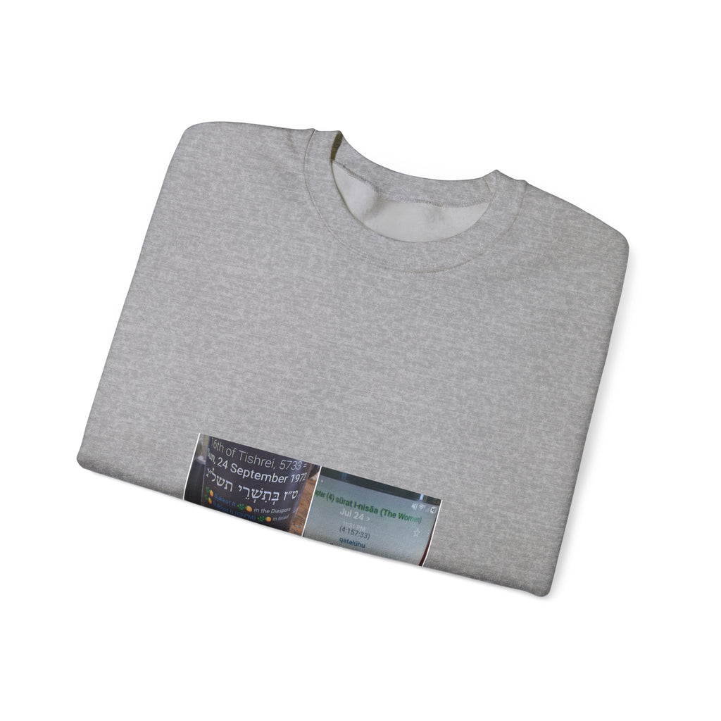 Arabic Script Candle Label Crewneck Sweatshirt - Minimal Photo Print